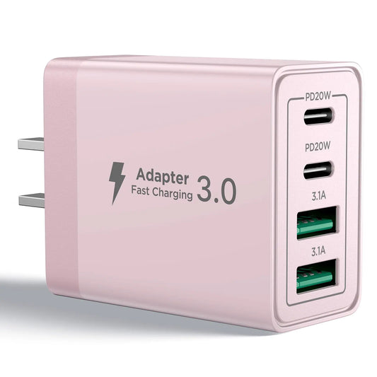 USB C Charger Block, Aioneus 40W 4-Port Fast Charging Block USB C Wall Charger Dual Port PD + QC Wall Plug Multiport Type C Block for iPhone 16 15 14 13 12 11 Pro Max XS XR 8, iPad, Samsung Phone