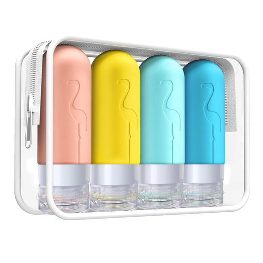 Vipop Travel Bottles for Toiletries Tsa Approved Leak Proof Travel Size Containers 3oz Silicone Refillable Travel Accessories for Shampoo Conditioner Lotion Portable Travel Bottles Set - 4 Pack