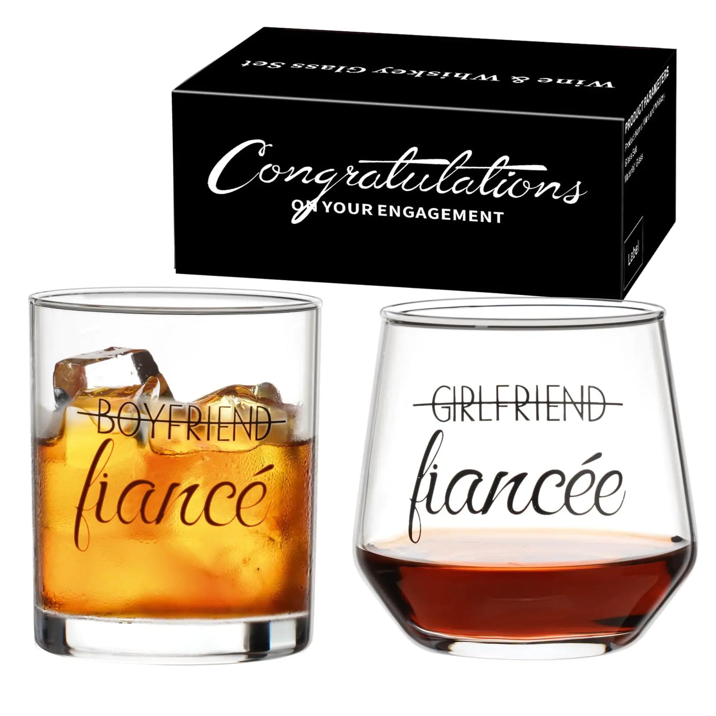 Baalaka Engagement Gifts for Couples Engagement Wine Glasses and Whiskey Glasses Engagement Decorations Bride to Be Gifts Unique Fiance Gifts for Him