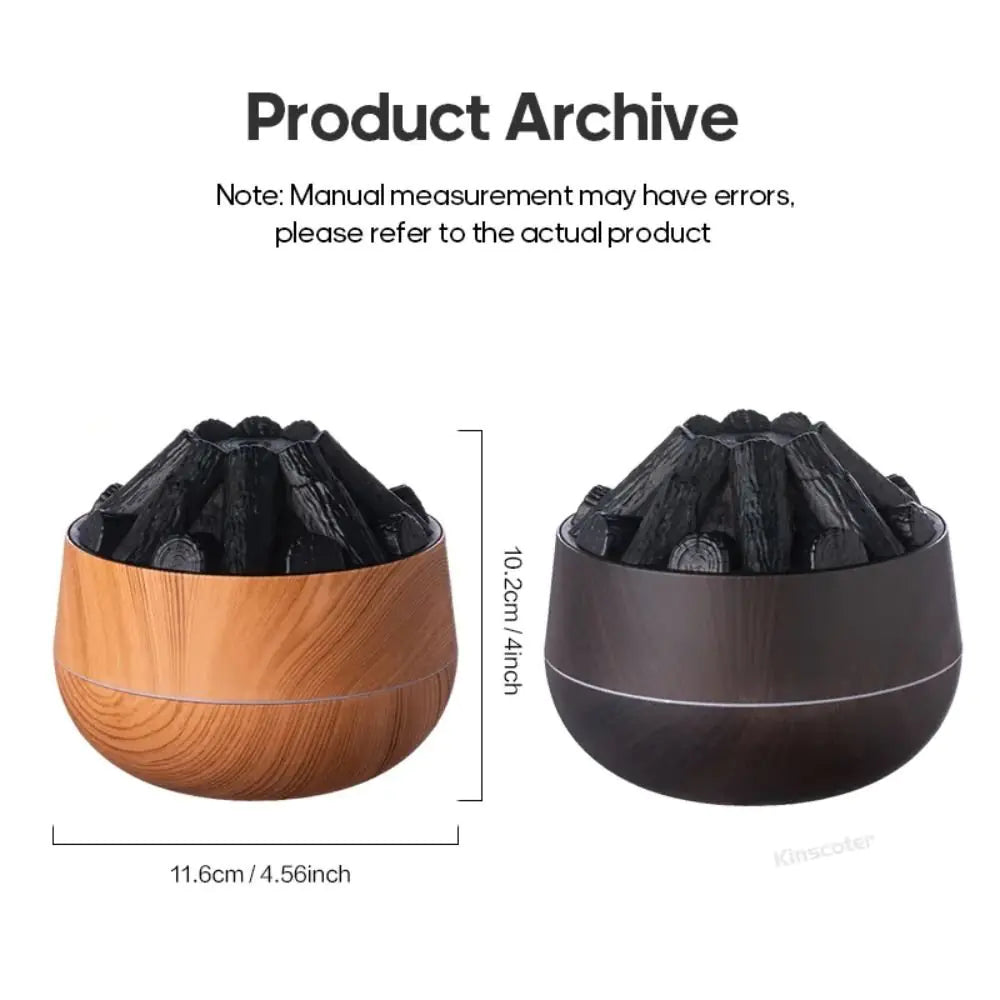 Charcoal Fire LED Aromatherapy Diffuser - Dark Wood